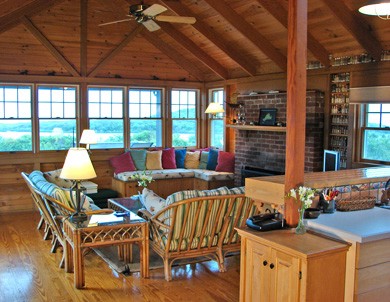 Living room offers fireplace, cable TV & high speed internet in Chilmark Martha's Vineyard