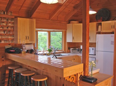 New kitchen appliances with breakfast bar in Chilmark Martha's Vineyard