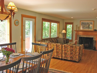 Sit back and relax in this spacious living - dining area by deck in Oak Bluffs Martha's Vineyard
