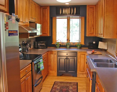 Upscale kitchen w/ stainless steel appliances, marble counter top in Oak Bluffs Martha's Vineyard
