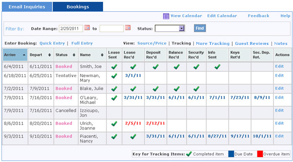 View Bookings with Tracking Information