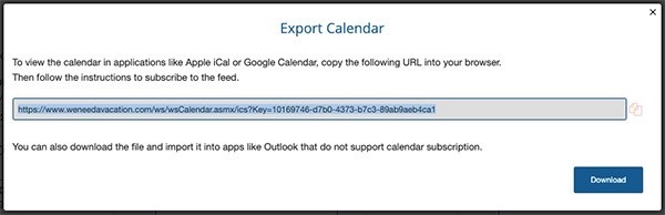Export Calendar Window