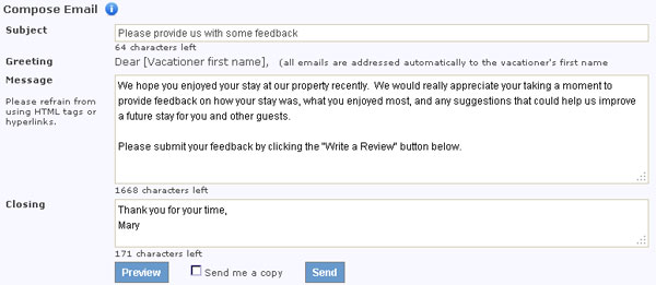 Compose your guest review request email