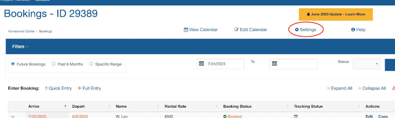 Email Templates in Booking Management Settings