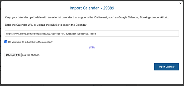 Import Calendar Window